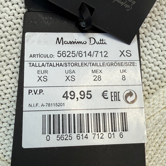 NWT Massimo Dutti Cream Knit Top XS Short Sleeves - Picture 3 of 11